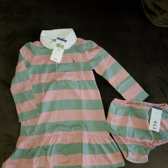 Ralph Lauren Other - Ralph Lauren Pink and Green Striped Dress Set